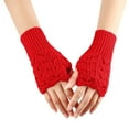 thumbnail image 1 of Xfvqtps Fingerless Gloves for Womens Thumb Hole Decorative Pattern Mid-Length Arm Warmer Knitting Crochet Solid Color Fashion Thermal Warm Winter Mittens Red, 1 of 5