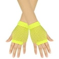 thumbnail image 1 of Xfvqtps Fingerless Gloves for Womens Mesh Thumb Hole Short Hollow Out Solid Color Stretch Fashion Party Mittens Yellow, 1 of 3