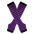 thumbnail image 1 of Xfvqtps Fingerless Gloves for Womens Stripe Thumb Hole Long Arm Warmer Knitting Crochet Solid Color Fashion Thermal Warm Winter Mittens Purple, 1 of 3