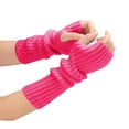 thumbnail image 1 of Xfvqtps Fingerless Gloves for Womens Thumb Hole Arm Knitting Crochet Solid Color Fashion Thermal Warm Winter Mittens Hot Pink, 1 of 5