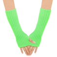thumbnail image 1 of Xfvqtps Fingerless Gloves for Womens Thumb Hole Knitting Crochet Long Arm Warmer Solid Color Fashion Thermal Warm Winter Mittens Green, 1 of 4