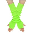 thumbnail image 1 of Xfvqtps Fingerless Gloves for Womens Thumb Hole Long Arm Warmer Knitting Crochet Solid Color Fashion Thermal Warm Winter Mittens Green, 1 of 4