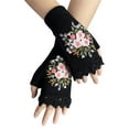 thumbnail image 1 of Xfvqtps Fingerless Gloves for Womens Thumb Hole Wrist Knitting Crochet Flower Embroidery Hollow Out Lace Fashion Thermal Warm Winter Mittens Black, 1 of 6