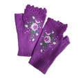 thumbnail image 1 of Xfvqtps Fingerless Gloves for Womens Thumb Hole Wrist Knitting Crochet Flower Embroidery Hollow Out Lace Fashion Thermal Warm Winter Mittens Purple, 1 of 4