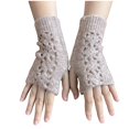 thumbnail image 1 of Xfvqtps Fingerless Gloves for Womens Thumb Hole Wrist Knitting Crochet Flower Hollow Out Solid Color Fashion Thermal Warm Winter Mittens Coffee, 1 of 9