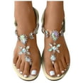 thumbnail image 1 of Xfvqtps Flat Sandals for Women T-Strap Transparent Elastic Flash Rhinestone Decor Colorful Dressy Wedding Slip on Non Slip Summer Flip Flops Thong Sandals Khaki, 1 of 6
