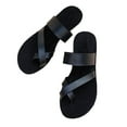thumbnail image 1 of Xfvqtps Flat Sandals for Women Clip Toe Slide Cross Straps Solid Color Simple Non Slip Lightweight Summer Sandals Black, 1 of 7