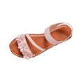 thumbnail image 1 of Xfvqtps Flat Sandals for Women Elastic Strap Weave Strap Flower Decor Open Toe Non Slip Beach Roman Sandals Pink, 1 of 9