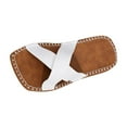 thumbnail image 1 of Xfvqtps Flat Sandals for Women Slide Cross Straps Open Square Toe Leather Retro Non Slip Breathable Beach Summer Slide Sandals White, 1 of 1