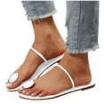 thumbnail image 1 of Xfvqtps Flat Sandals for Women Slide Sandals Toe Ring One Strap Colorful Non Slip Beach Slippers White, 1 of 8