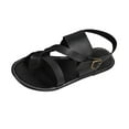 thumbnail image 1 of Xfvqtps Flat Sandals for Women Slingback Adjustable Buckle Strap Toe Ring Cross Straps Solid Color Non Slip Beach Roman Sandals Black, 1 of 9
