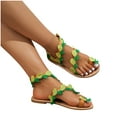 thumbnail image 1 of Xfvqtps Flat Sandals for Women Toe Ring Clip Toe Pineapple Decor Slip on Slide Funny Non Slip Breathable Summer Roman Sandals Yellow, 1 of 7