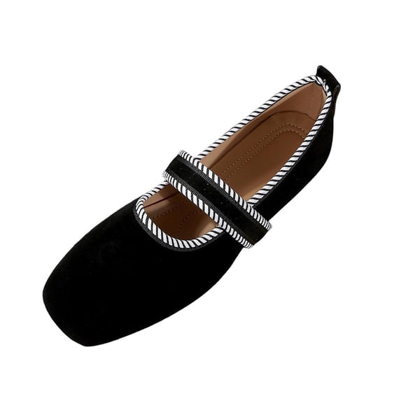 Xfvqtps Flats Womens Vintage Shoes Loafers Square Toe Casual Slip on Flats with Strap Comfortable Everyday Shoes for Women Black