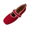 thumbnail image 1 of Xfvqtps Flats Womens Vintage Shoes Loafers Square Toe Casual Slip on Flats with Strap Comfortable Everyday Shoes for Women Red, 1 of 9