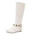 thumbnail image 1 of Xfvqtps Fleece Lined Knee High Boots for Women Flat Warm Winter Boots with Belt Buckle Comfortable Hidden Wedge Heel Casual Boots White, 1 of 6