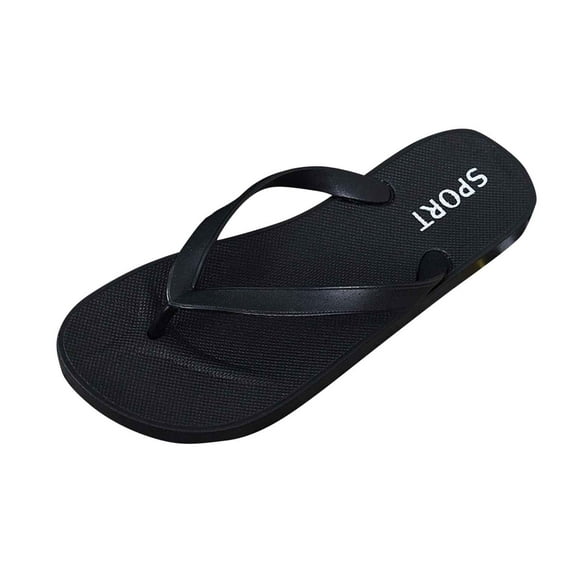 Xfvqtps Flip Flops for Mens Flat Sole Casual Beach Summer Sandals Black