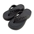 thumbnail image 1 of Xfvqtps Flip Flops for Women Flatform Wedge Split Toed Solid Color Beach Casual Summer Sandals Black, 1 of 7