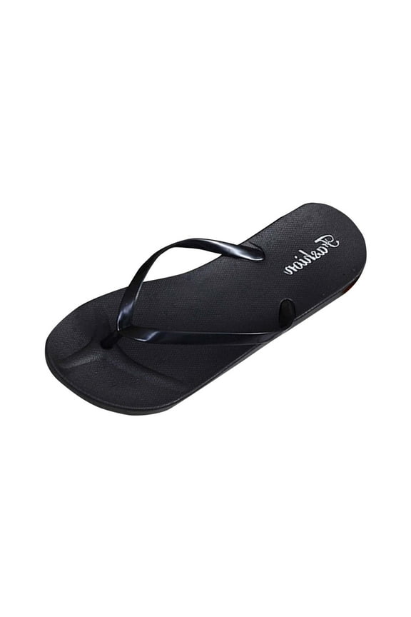 Flip Flops for Womens Flat Non Slip Beach PVC Basic Thong Sandals Black