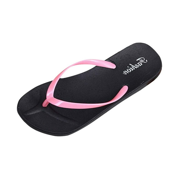 Xfvqtps Flip Flops for Womens Flat Non Slip Beach PVC Basic Thong Sandals Pink