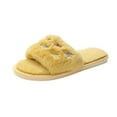 thumbnail image 1 of Xfvqtps Fluffy Slippers for Women Cute Flower Embroidery Winter Warm Open Toe Slip on Furry Cozy Indoor and Outdoor Plush Shoes Yellow, 1 of 5