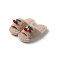 thumbnail image 1 of Xfvqtps Fluffy Slippers for Women Knit Cherry Decor Winter Warm Open Toe Slip on Furry Cozy Indoor and Outdoor Plush Shoes Khaki, 1 of 5