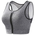 thumbnail image 1 of Xfvqtps Front Zipper Sports Bra for Women Back Mesh Breathable Racerback Yoga Workout High Impact Sports Bra Gray, 1 of 3