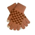 thumbnail image 1 of Xfvqtps Full Finger Gloves Touchscreen Winter Warm Gloves Knit Checkerboard Stretchy Extended Mittens for Women Orange, 1 of 4