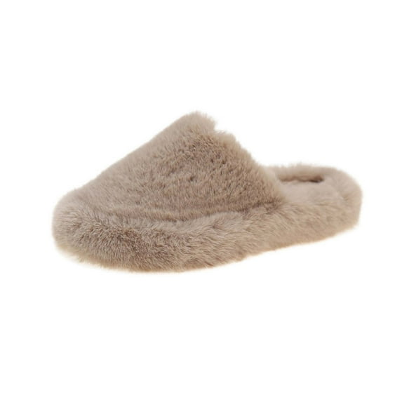 Xfvqtps Fuzzy Slippers for Women Fluffy Fake Fur Close Toe Soft Sole Slide House Slippers for Indoor Bedroom Warm Furry Slipper for Winter Fall Multicolor