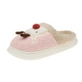 thumbnail image 1 of Xfvqtps Fuzzy Slippers for Womens Christmas Fluffy Slippers Large Size Cute Elk Pattern Memory Foam Thick Bottom Non Slip Indoor House Warm Winter Cozy Slippers Pink, 1 of 9
