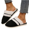 thumbnail image 1 of Xfvqtps Fuzzy Slippers for Womens Fluffy Slippers Large Size Suede Plush Edge Memory Foam Thick Bottom Non Slip Indoor House Warm Winter Cozy Slippers Black, 1 of 8