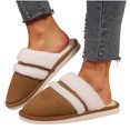thumbnail image 1 of Xfvqtps Fuzzy Slippers for Womens Fluffy Slippers Large Size Suede Plush Edge Memory Foam Thick Bottom Non Slip Indoor House Warm Winter Cozy Slippers Brown, 1 of 8