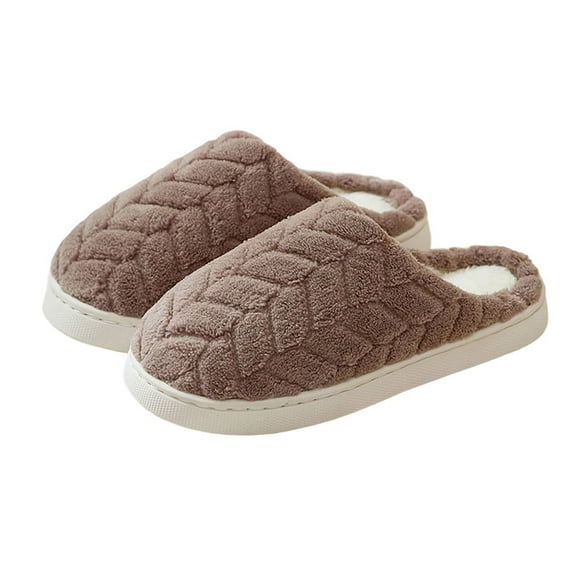Xfvqtps Fuzzy Slippers for Men Close Toe Memory Foam Thick Soft Sole Non Slip Warm Furry Indoor House Slipper for Fall Winter Coffee