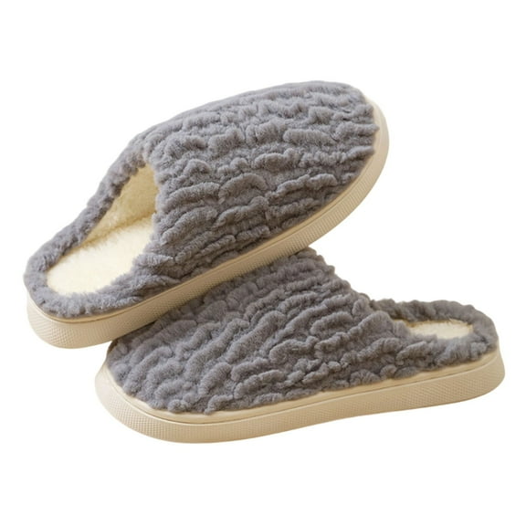 Xfvqtps Fuzzy Slippers for Men Close Toe Memory Foam Thick Soft Sole Non Slip Warm Furry Indoor House Slipper for Fall Winter Gray