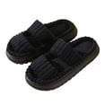 thumbnail image 1 of Xfvqtps Fuzzy Slippers for Women Double Straps Open Toe Memory Foam Soft Sole Non Slip Warm Furry Slipper for Fall Winter Black, 1 of 5