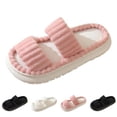 thumbnail image 1 of Xfvqtps Fuzzy Slippers for Women Double Straps Open Toe Memory Foam Soft Sole Non Slip Warm Furry Slipper for Fall Winter Pink, 1 of 5
