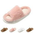 thumbnail image 1 of Xfvqtps Fuzzy Slippers for Women Fluffy Open Toe Memory Foam Soft Sole Non Slip Warm Furry Slipper for Fall Winter Pink, 1 of 5
