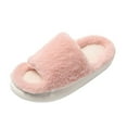 thumbnail image 1 of Xfvqtps Fuzzy Slippers for Women Fluffy Open Toe Memory Foam Soft Sole Non Slip Warm Furry Slipper for Fall Winter Pink, 1 of 5
