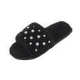 thumbnail image 1 of Xfvqtps Fuzzy Slippers for Women House Bedroom Shoes Pearl Open Toe Slide Comfy Fall Winte Slipper Black, 1 of 9