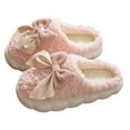 thumbnail image 1 of Xfvqtps Fuzzy Slippers for Women Lace Bow Close Toe Memory Foam Soft Sole Non Slip Warm Furry Indoor House Slipper for Fall Winter Pink, 1 of 6