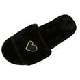 thumbnail image 1 of Xfvqtps Fuzzy Slippers for Women Love Decor Fake Fur Open Toe Soft Sole Slide House Slippers for Indoor Bedroom Furry Slipper for Winter Fall Black, 1 of 6