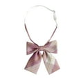 thumbnail image 1 of Xfvqtps Girls Bow Tie Checkered Bowties Pre-Tied Neckties Adjustable for Pleated Skirt Uniform School Pink, 1 of 3