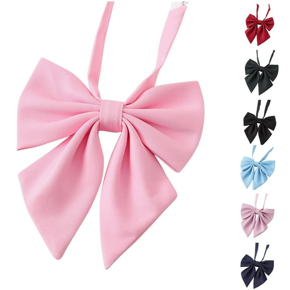 Xfvqtps Girls Bow Tie Solid Color Bowties Adjustable Neckties for Uniform School Party Pink