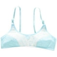 thumbnail image 1 of Xfvqtps Girls Bras Bralettes Adjustable Spaghetti Strap Back Buckle Cotton Soft Comfortable Breathable Color Block Print Bow Training Bra for Teen Blue, 1 of 6
