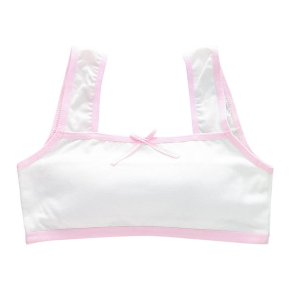 Xfvqtps Girls Bras Bralettes Color Edge Cotton Soft Comfortable Breathable Bow Training Bra for Teen Age 13-16 Pink