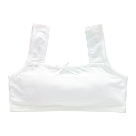 Xfvqtps Girls Bras Bralettes Color Edge Cotton Soft Comfortable Breathable Bow Training Bra for Teen Age 13-16 White