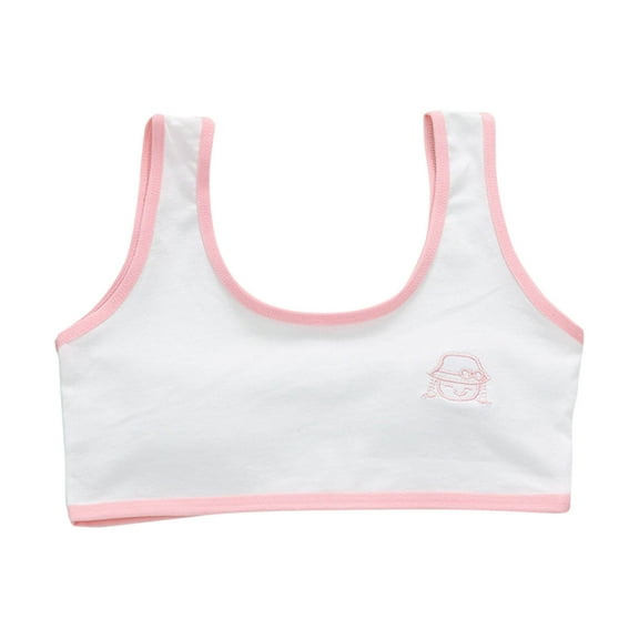 Xfvqtps Girls Bras Bralettes Color Edge Cotton Soft Comfortable Breathable Little Girl Embroidery Training Bra for Teen Age 7-12 Orange