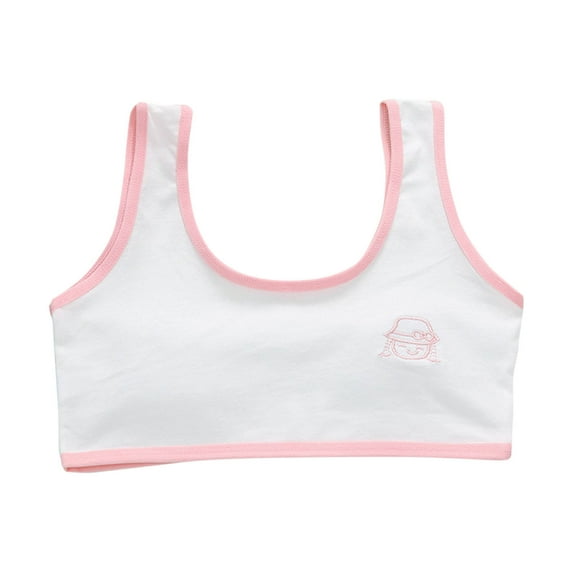 Xfvqtps Girls Bras Bralettes Color Edge Cotton Soft Comfortable Breathable Little Girl Embroidery Training Bra for Teen Age 7-12 Orange