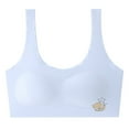 thumbnail image 1 of Xfvqtps Girls Bras with Padded Short Style Fixed Cup Seamless Wave Hem Soft Comfortable Breathable Cute Fox Print Training Bra for Teen Bras for 12-15 Years White, 1 of 2
