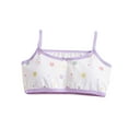 thumbnail image 1 of Xfvqtps Girls Bras with Padded Spaghetti Strap Cotton Training Bra for Teen Big Kids Colorful Flower Print Bow Comfortable Breathable Girls Bras for 10-16 Years Purple-02, 1 of 3