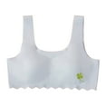 thumbnail image 1 of Xfvqtps Girls Bras with Padded Fixed Cup Seamless Wave Hem Soft Comfortable Breathable Solid Color Leaf Print Training Bra for Teen Age 8-11 Blue, 1 of 5